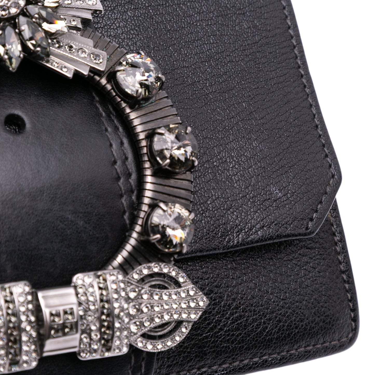 Miu Miu Goatskin Madras Soft Calf Crystal Embellished Crossbody