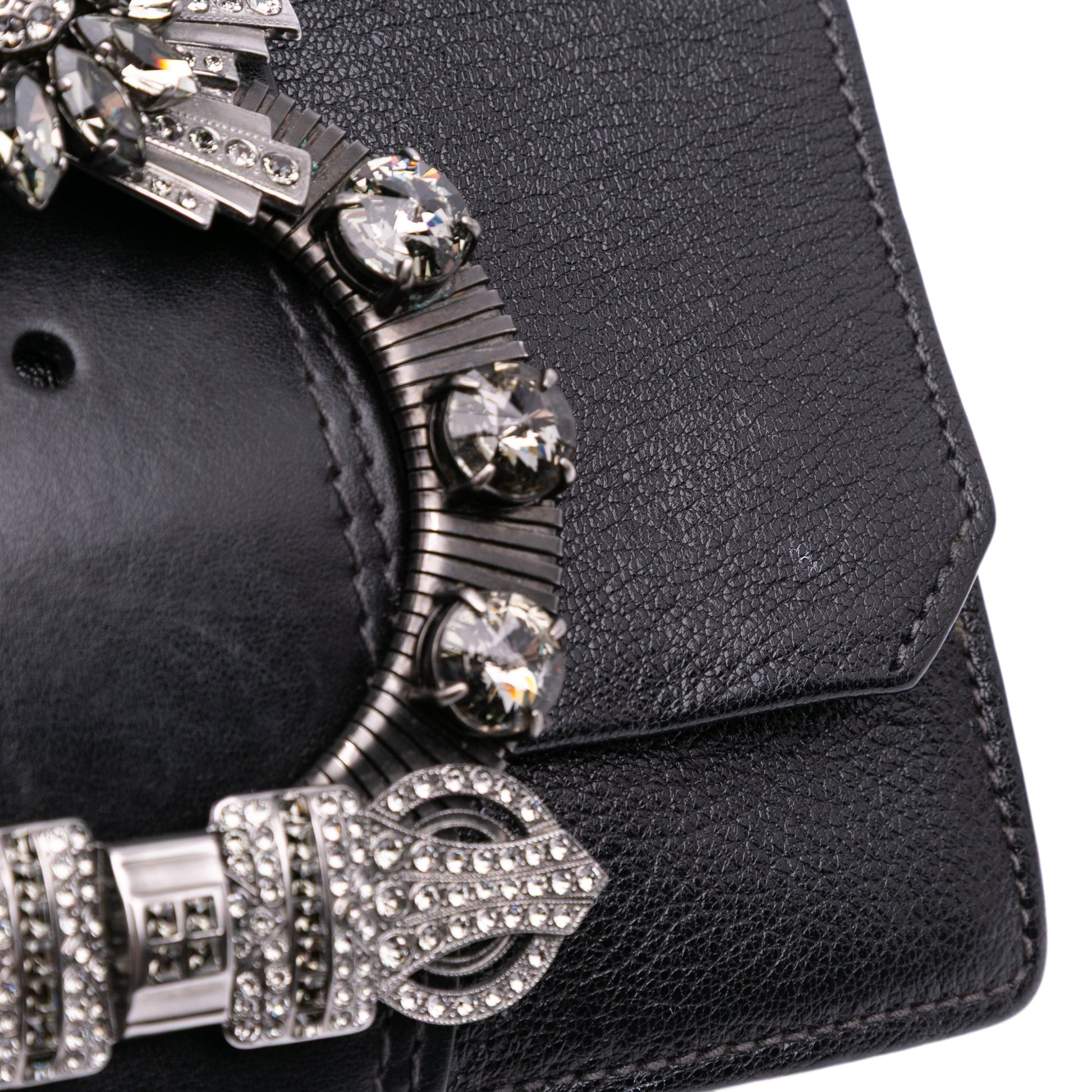 Miu Miu Goatskin Madras Soft Calf Crystal Embellished Crossbody