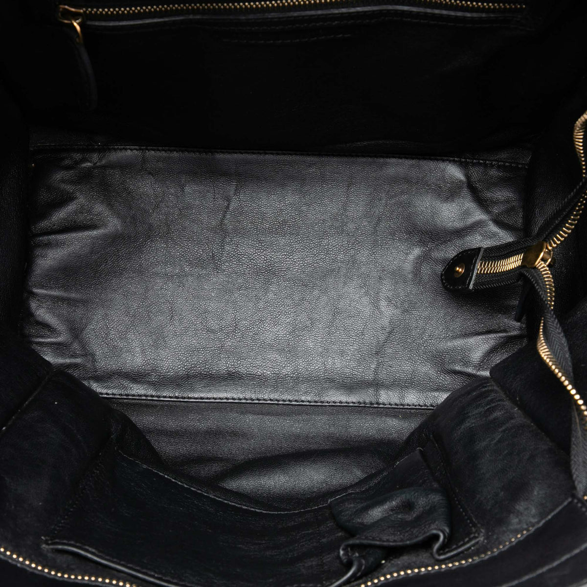 Celine Mini Canvas Leopard Print and Calfskin Luggage Tote — Black