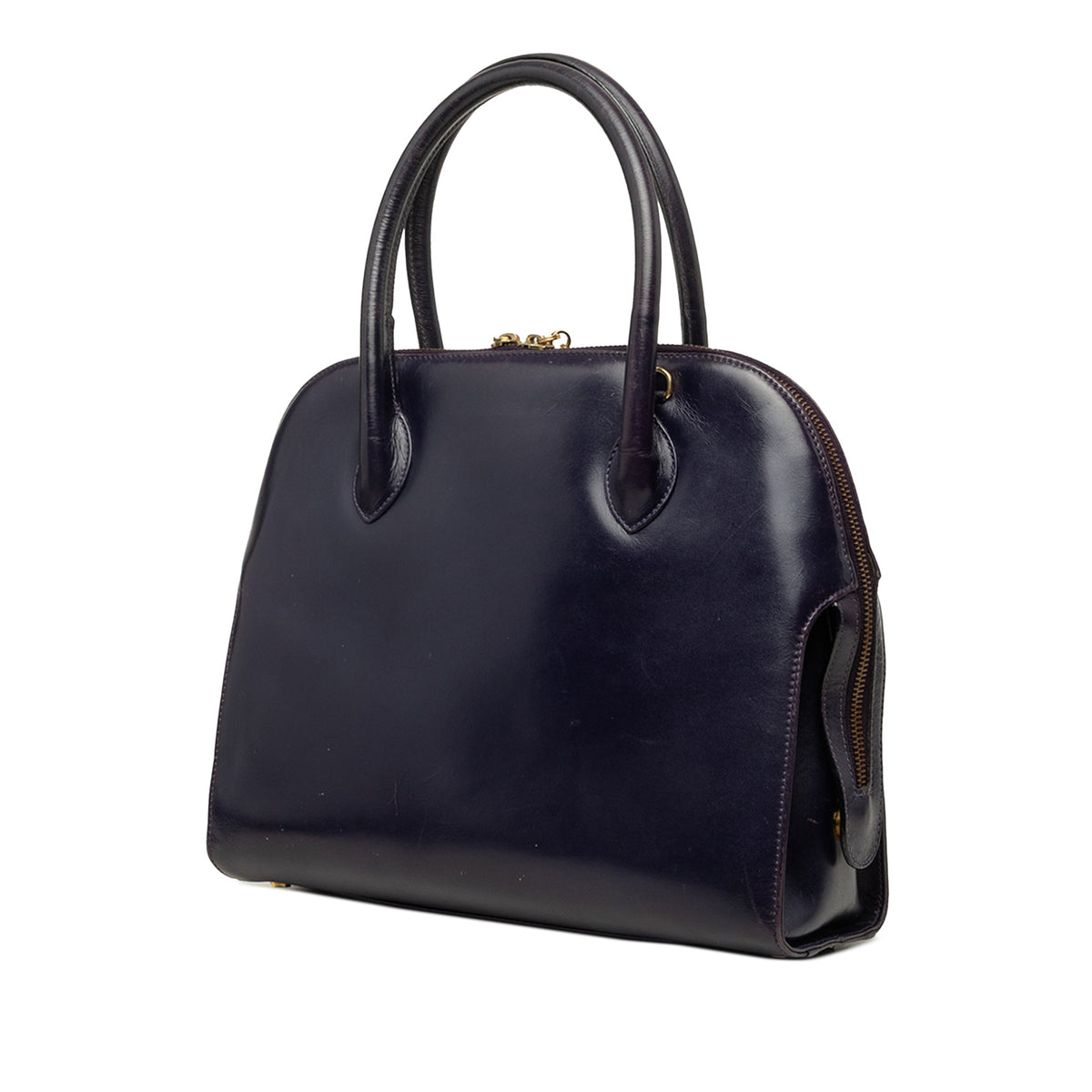Ferragamo Leather Gancini Dome Satchel — Blue