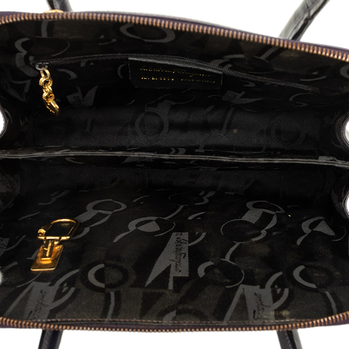 Ferragamo Leather Gancini Dome Satchel — Blue