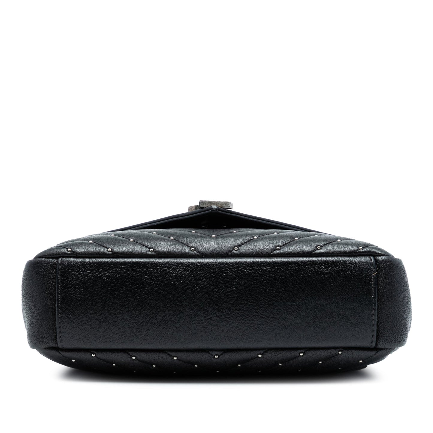 Saint Laurent Medium Quilted Chevron Studded Sheepskin College Satchel