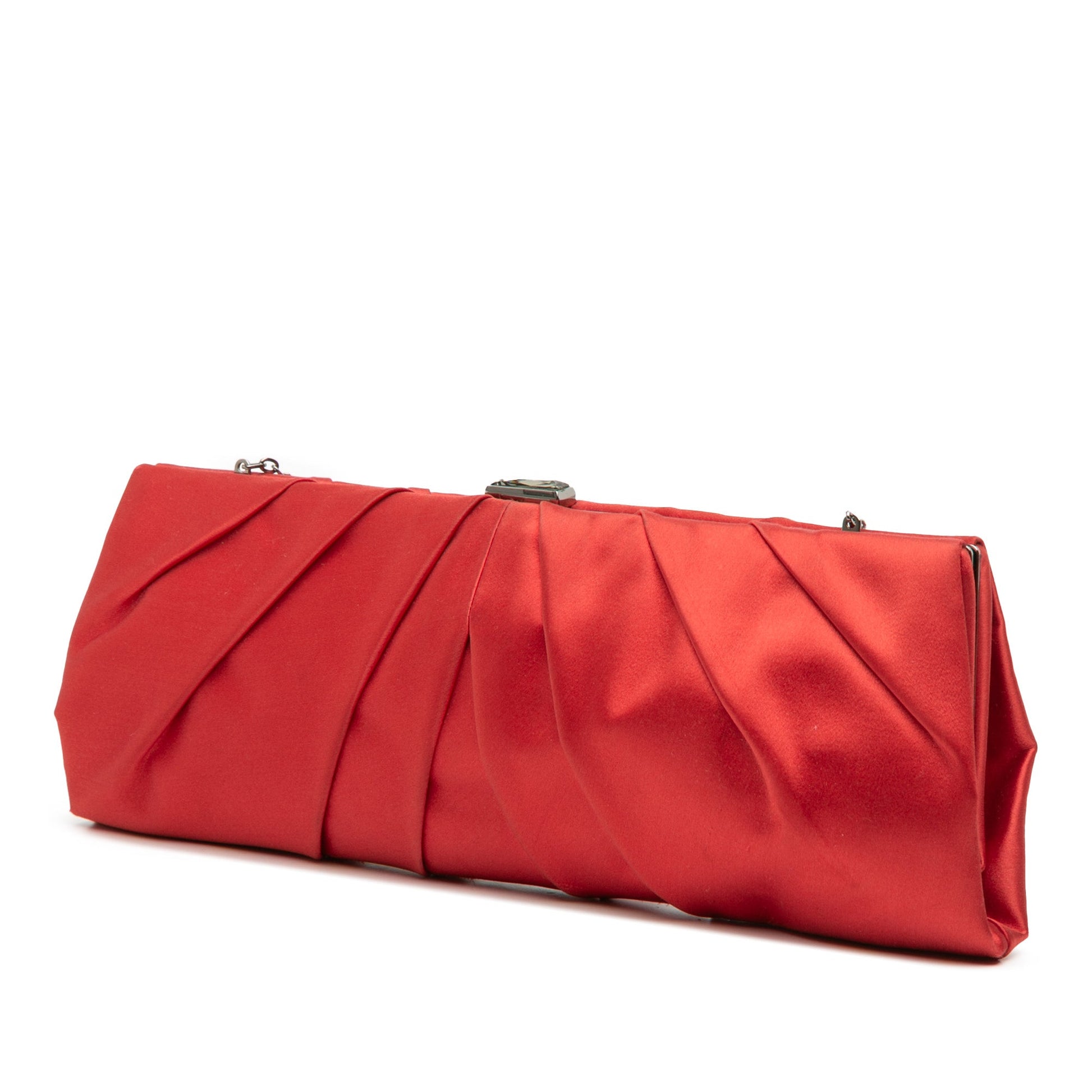 Valentino Satin Pleated Chain Evening Clutch