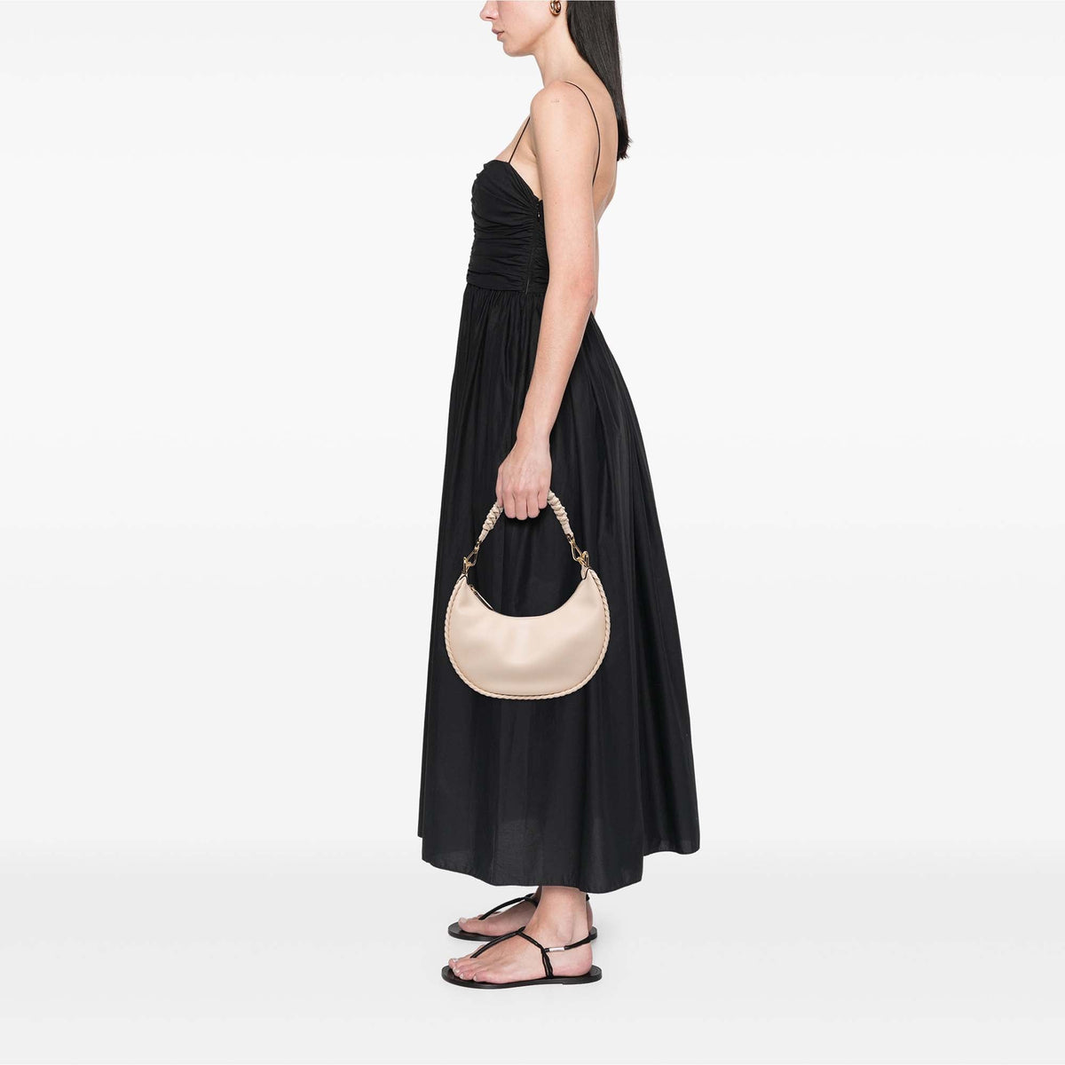 Fendi Small Leather Braided Fendigraphy Hobo — White