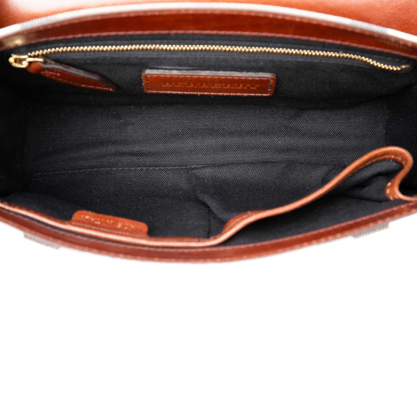 Burberry Leather and House Check Canvas Bridle Abbott Crossbody