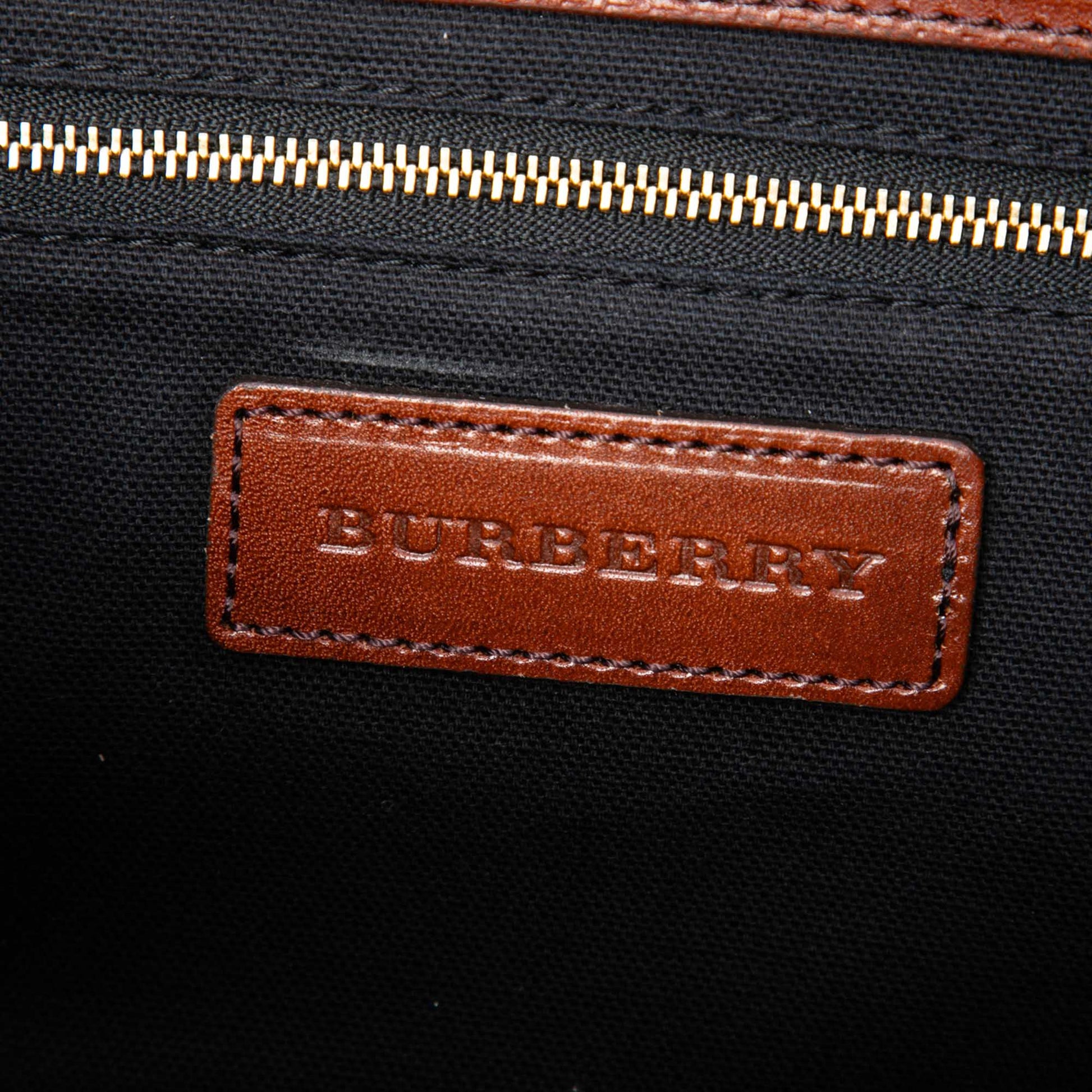 Burberry Leather and House Check Canvas Bridle Abbott Crossbody