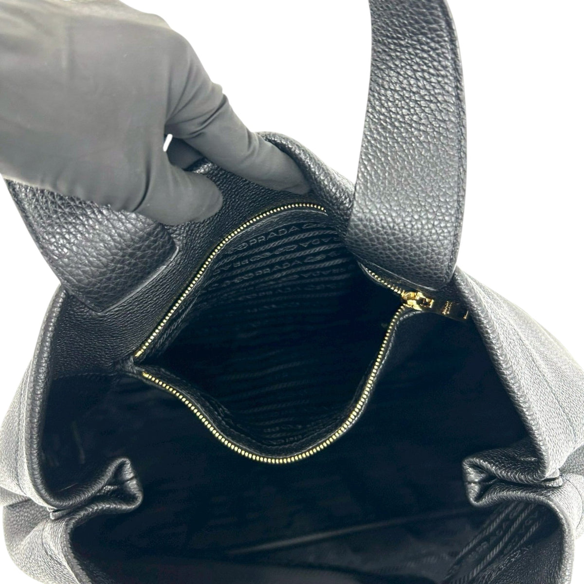 Prada Vitello Daino Logo Handbag