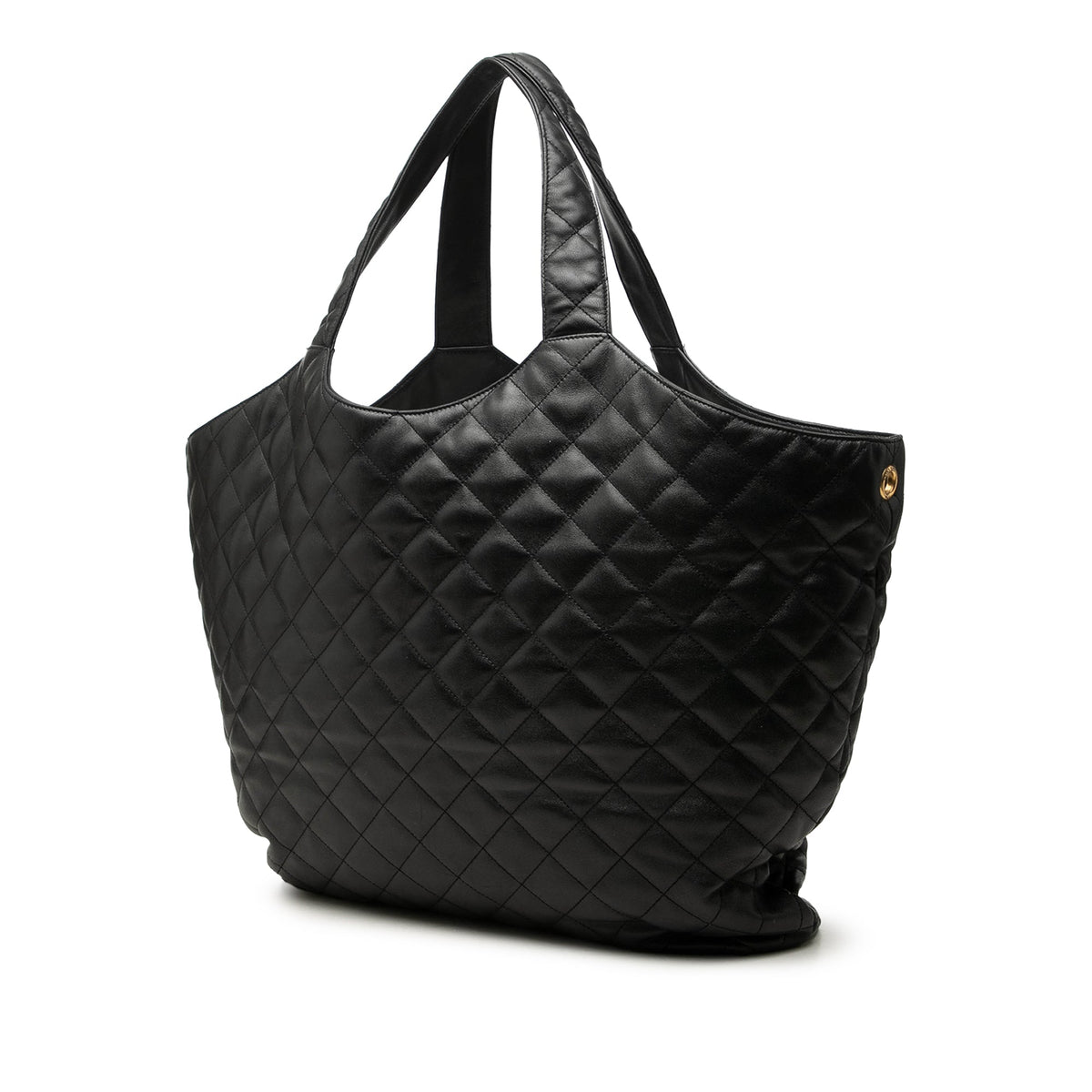 Saint Laurent Maxi Quilted Lambskin Icare Shopping Tote — Black