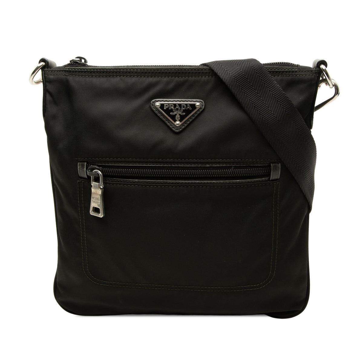 Prada Tessuto Zip Top Crossbody — Black