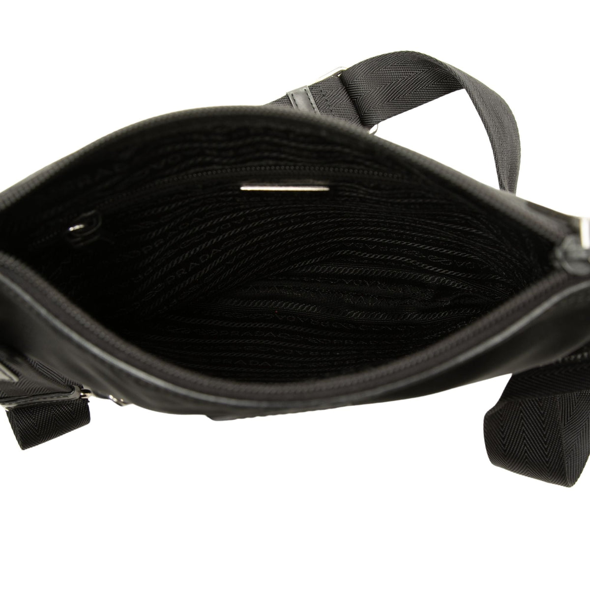 Prada Tessuto Zip Top Crossbody — Black