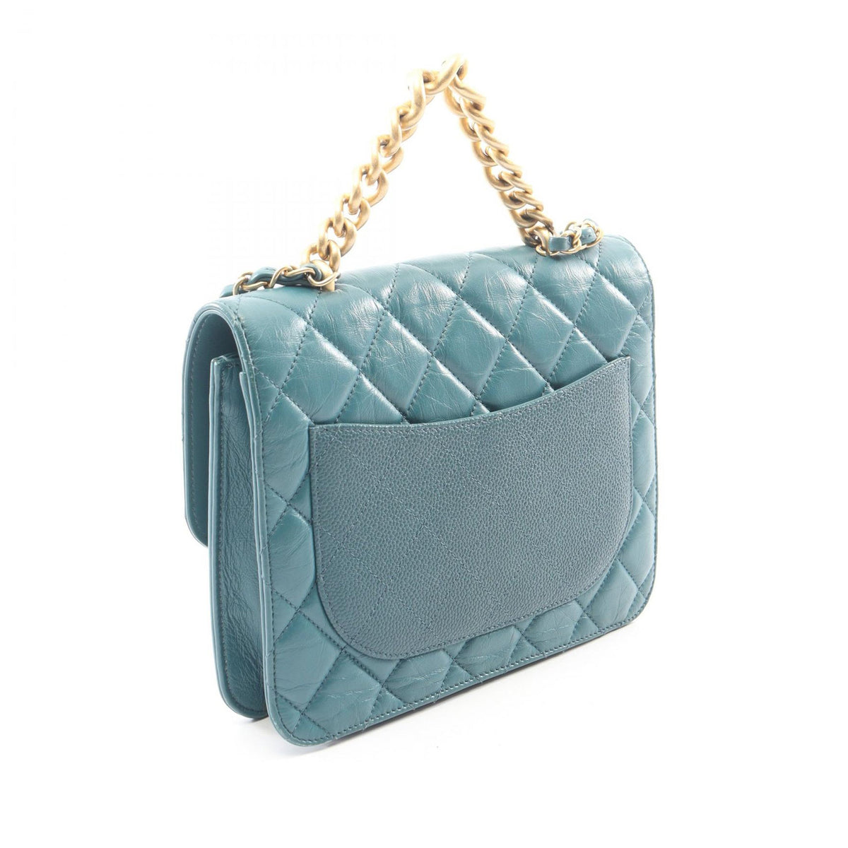 Chanel Small Quilted Calfskin and Caviar Chain Handle Flap — Blue