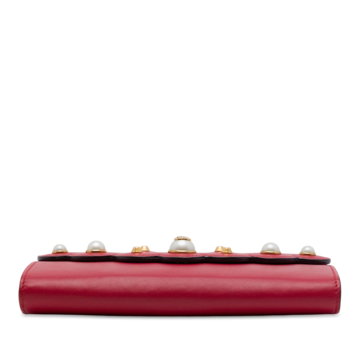 Gucci Calfskin Peony Pearly Clutch — Red