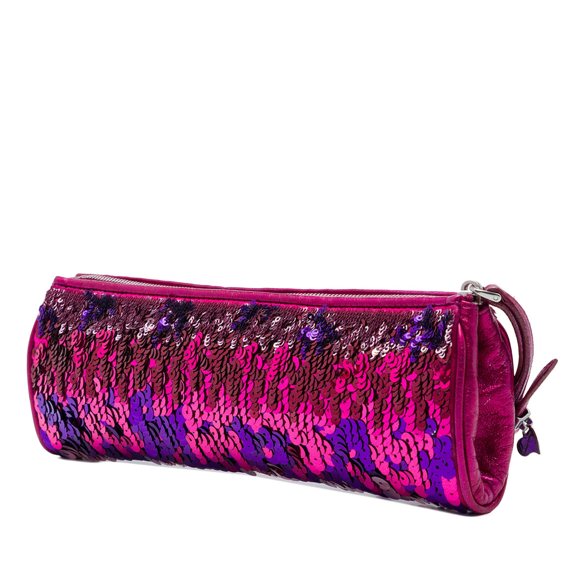 Miu Miu Sequin and Leather Wristlet Clutch — Purple