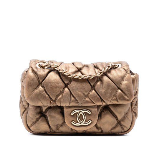 Chanel CC Lambskin Bubble Quilt Flap