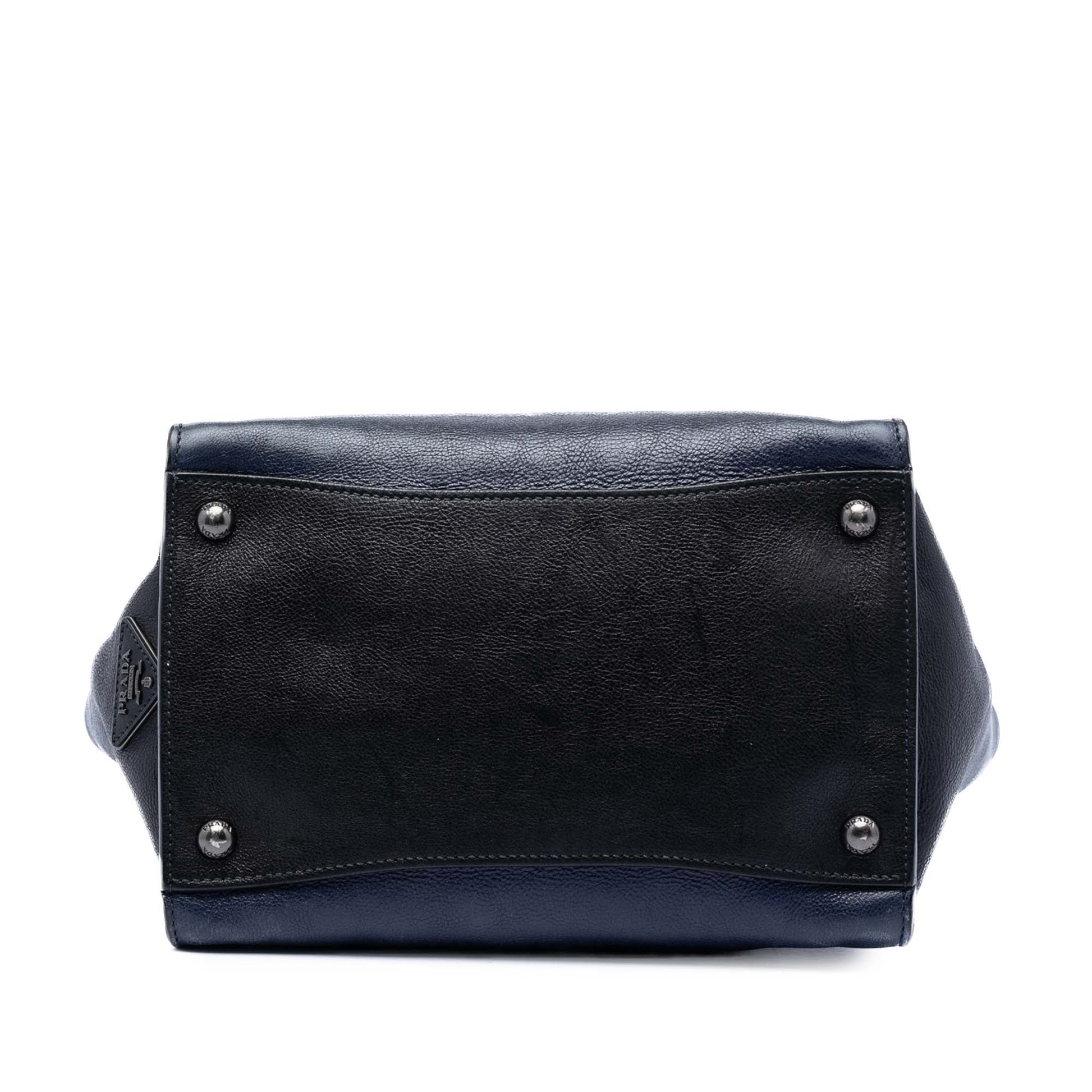 Prada Bicolor Glace Calf Sound Lock Satchel