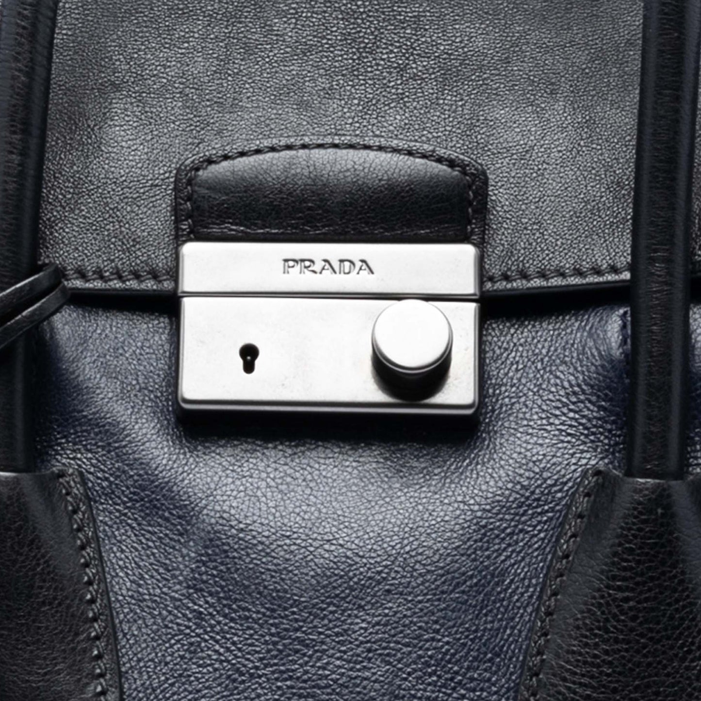Prada Bicolor Glace Calf Sound Lock Satchel