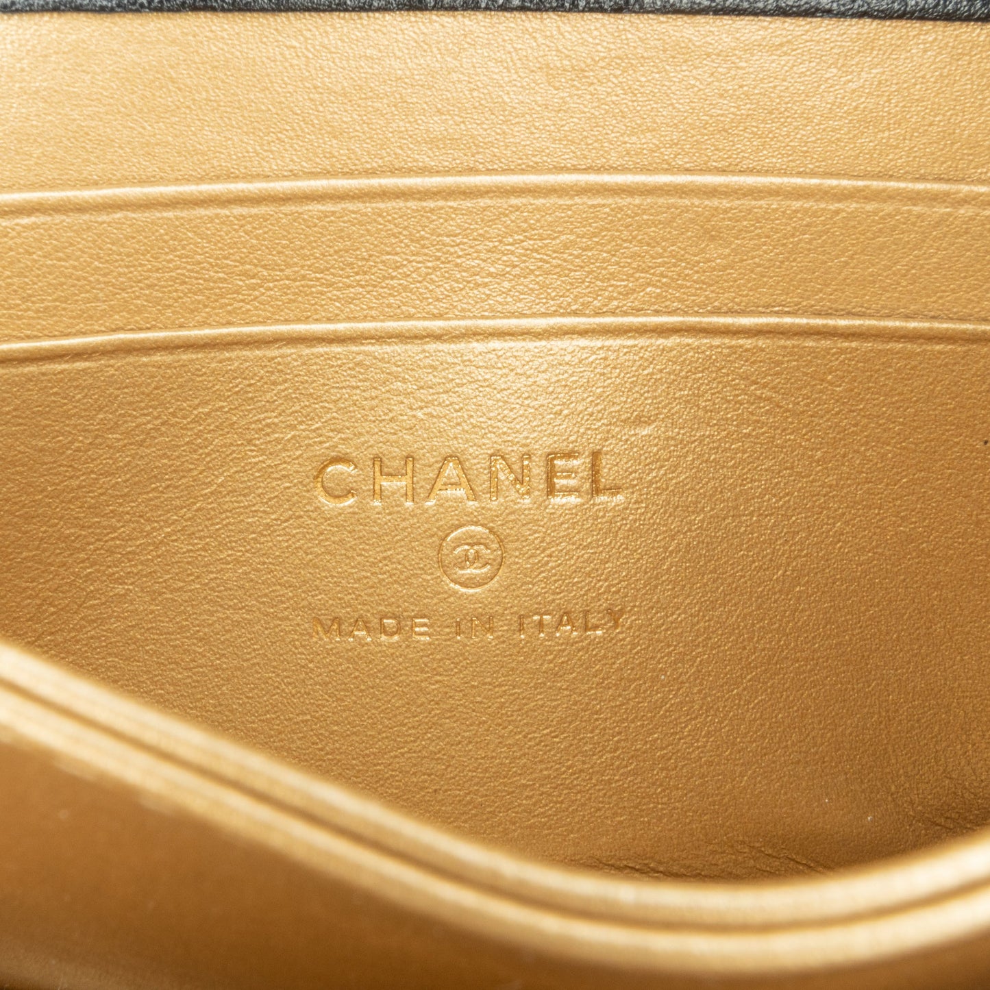 Chanel Quilted Calfskin Strass Card Holder On Chain