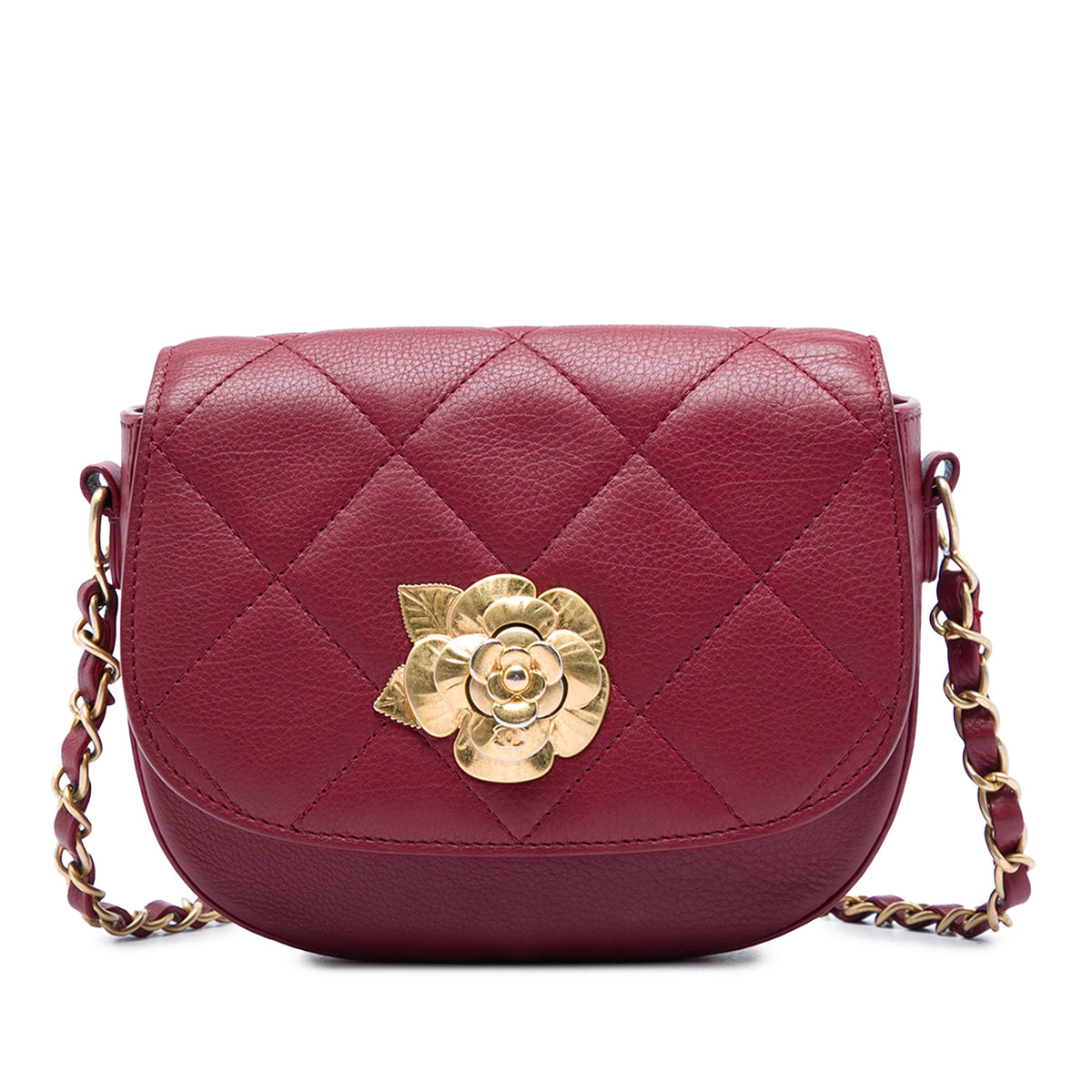 Chanel Quilted Calfskin Camellia Turn Lock Flap