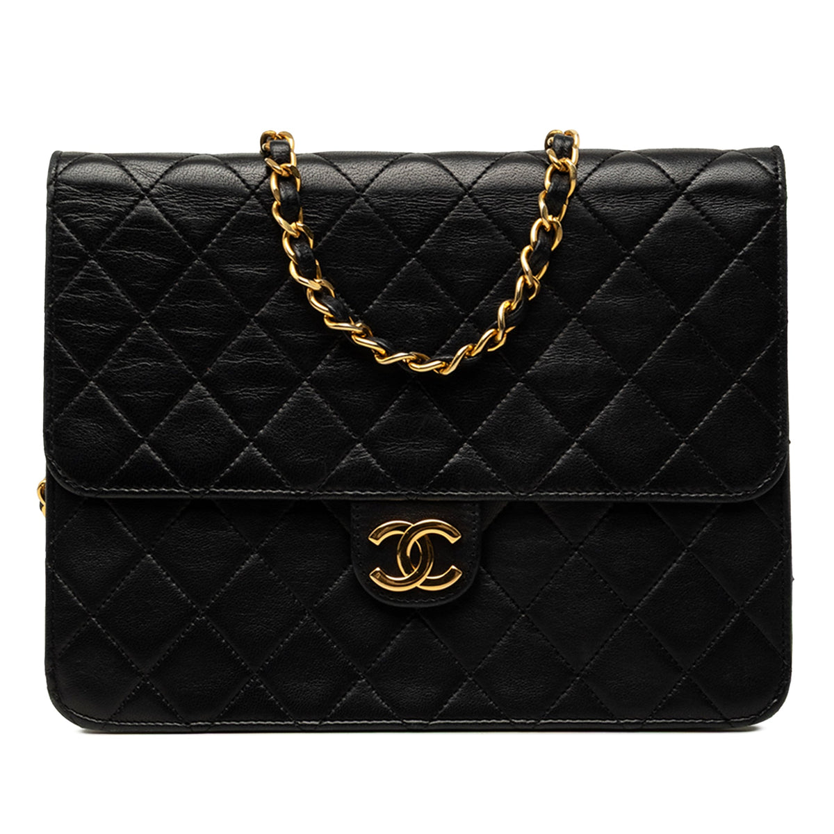 Chanel Small CC Quilted Lambskin Single Flap — Black