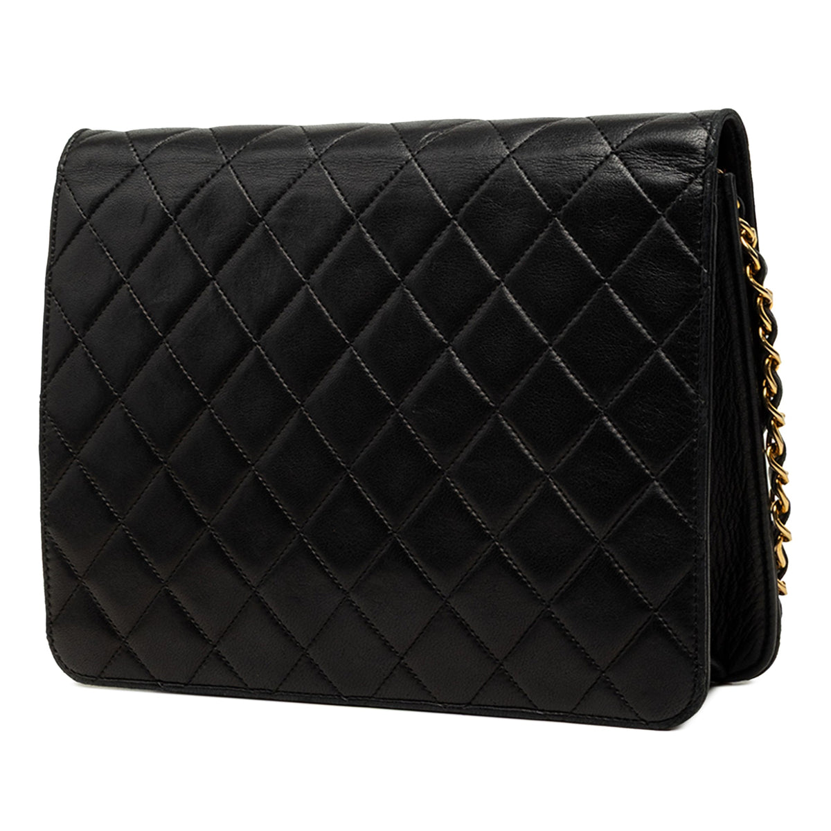 Chanel Small CC Quilted Lambskin Single Flap — Black