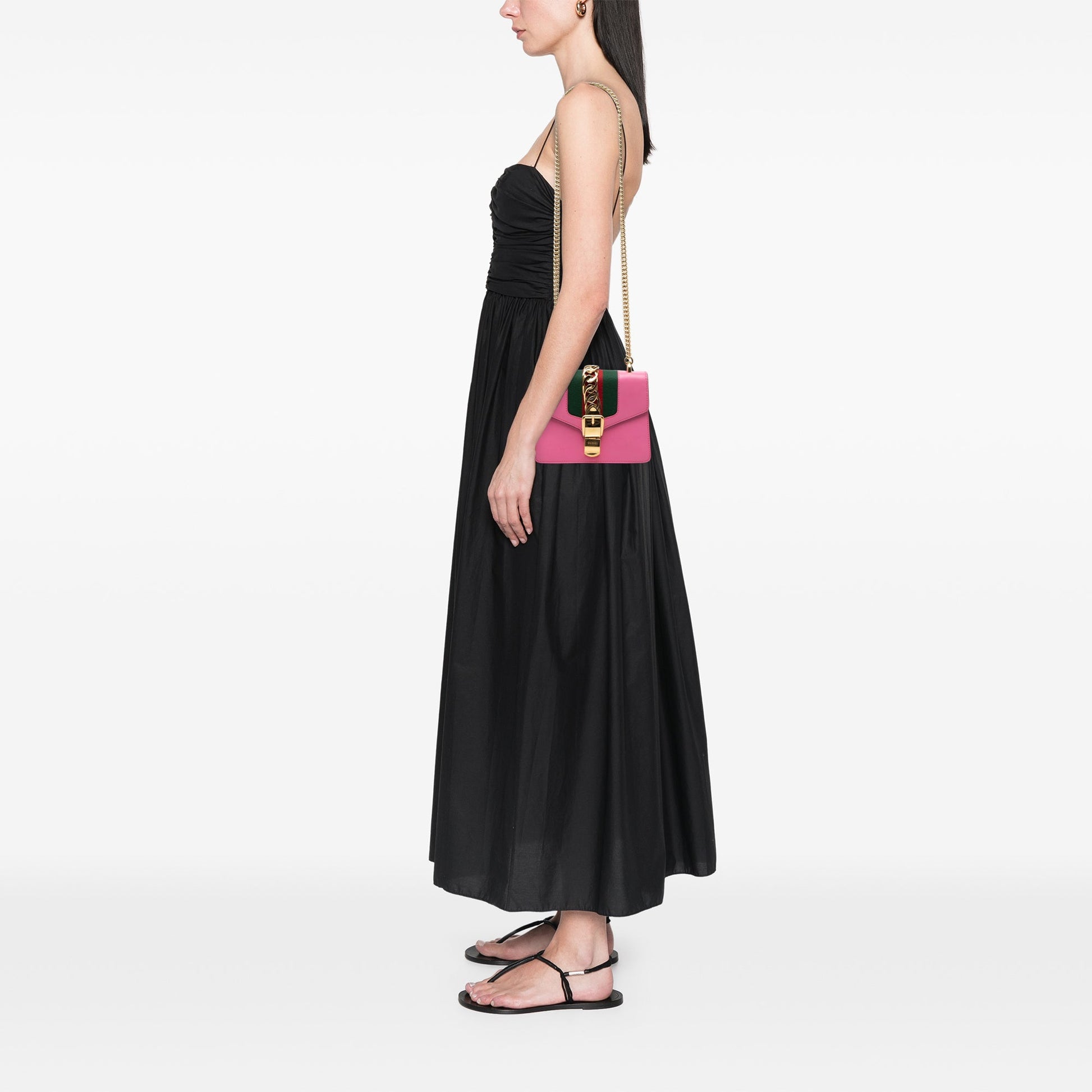 Mini Calfskin Web Sylvie Chain Crossbody
