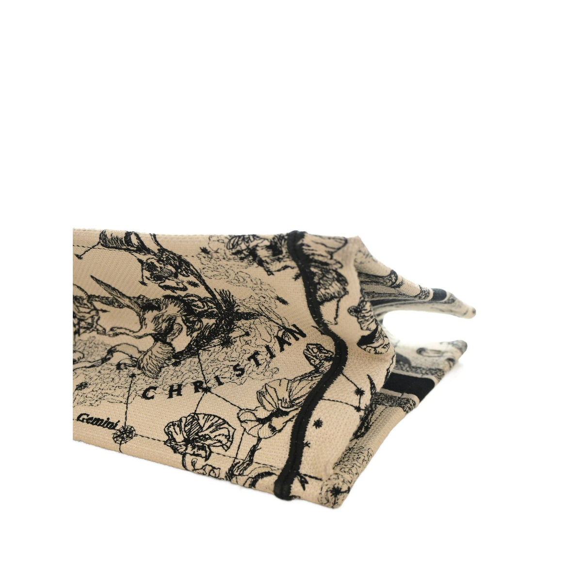 Dior Medium Canvas Embroidered Zodiac Toile De Jouy Book Tote — White