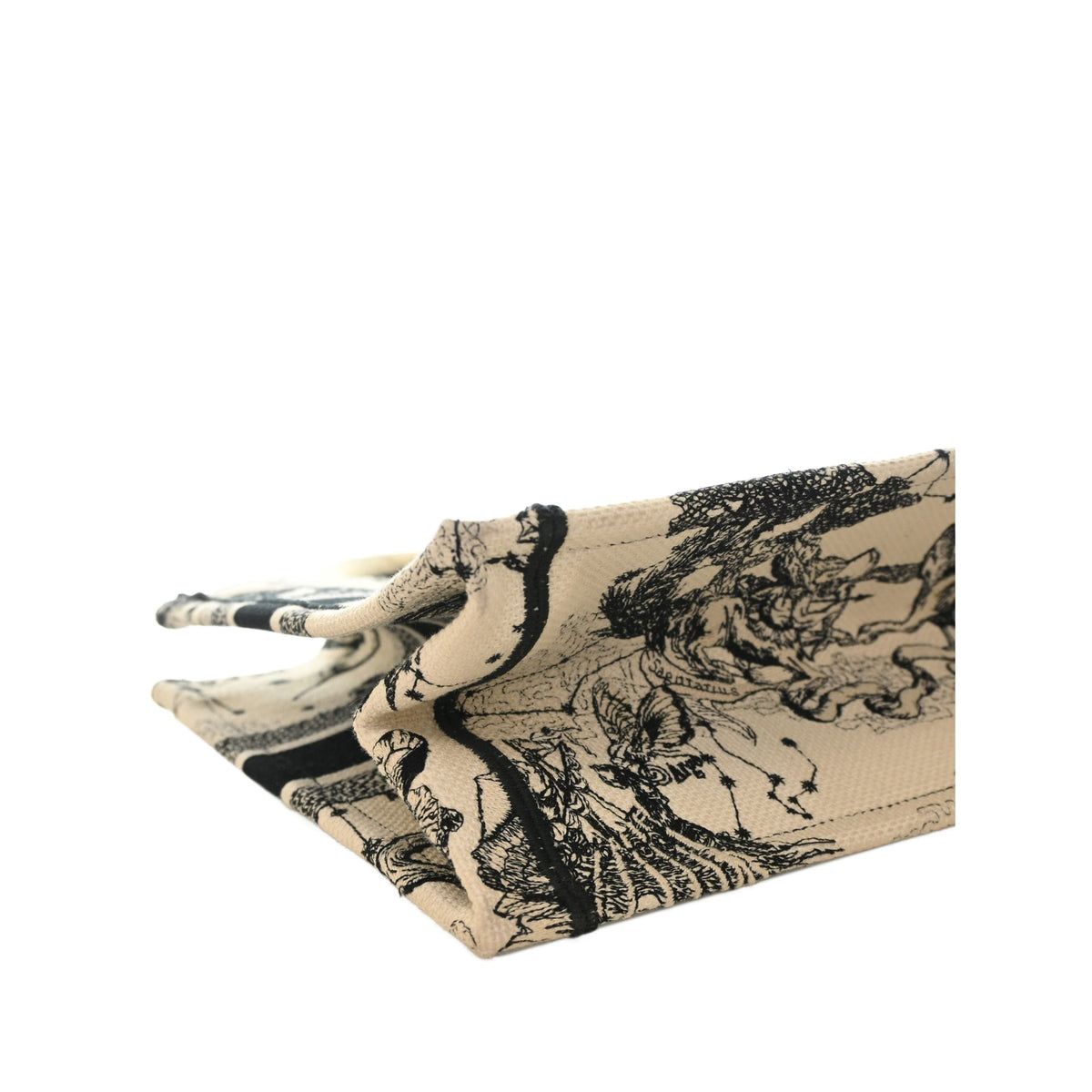 Dior Medium Canvas Embroidered Zodiac Toile De Jouy Book Tote — White