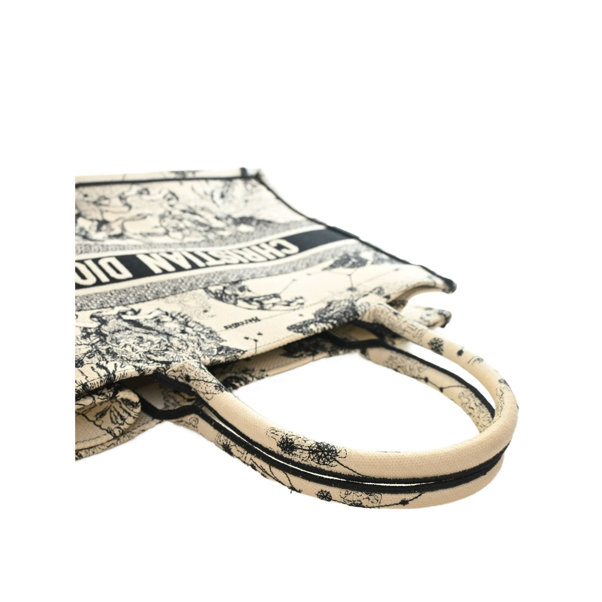 Dior Medium Canvas Embroidered Zodiac Toile De Jouy Book Tote — White