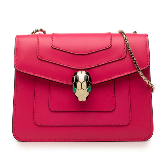 Bvlgari Small Leather Square Serpenti Forever Chain Crossbody