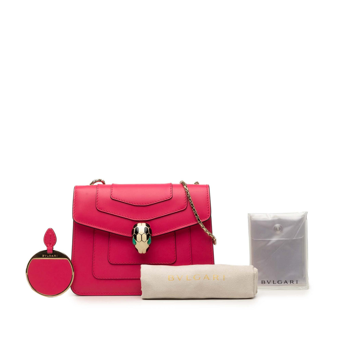 Bvlgari Small Leather Square Serpenti Forever Chain Crossbody