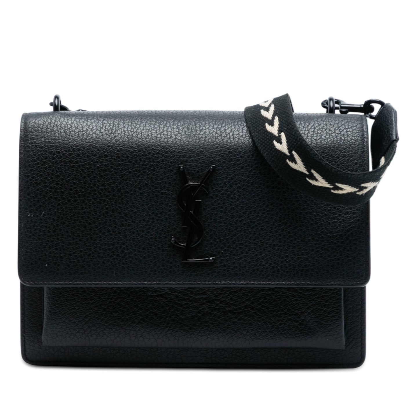 Saint Laurent Medium Grained Calfskin Guitar Strap Monogram Sunset Crossbody