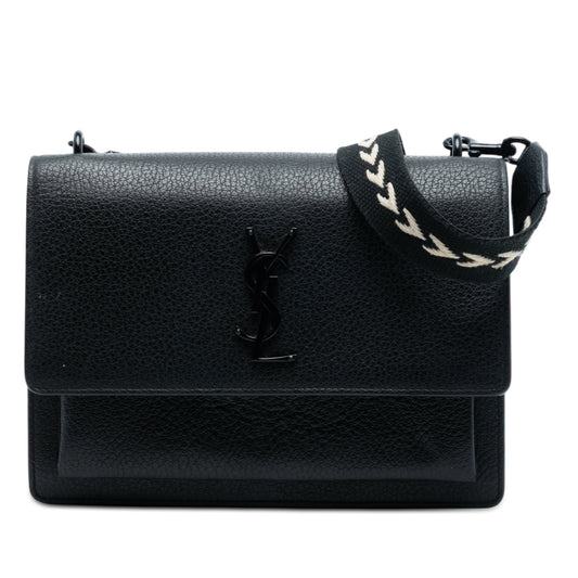 Saint Laurent Medium Grained Calfskin Guitar Strap Monogram Sunset Crossbody