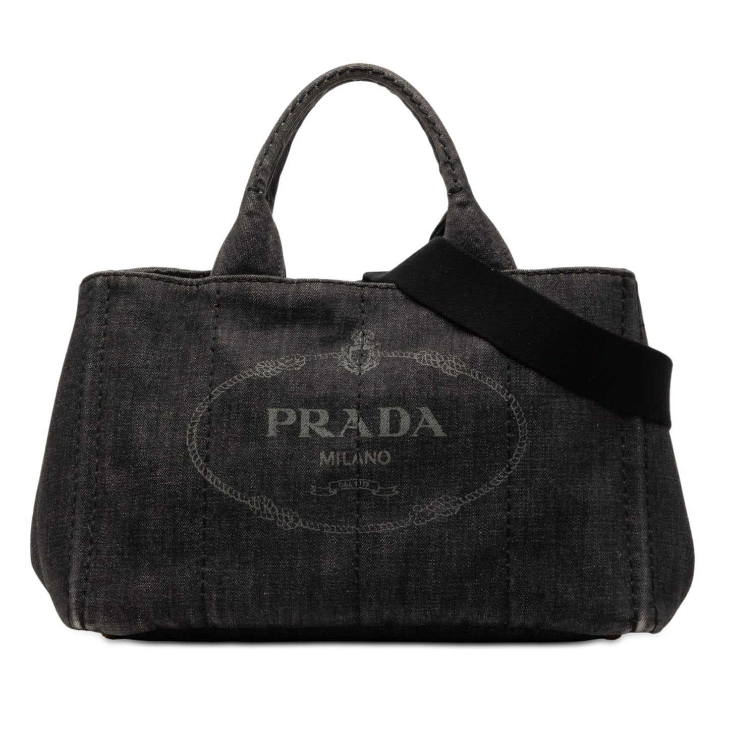 Prada Small Denim Canapa Logo Satchel