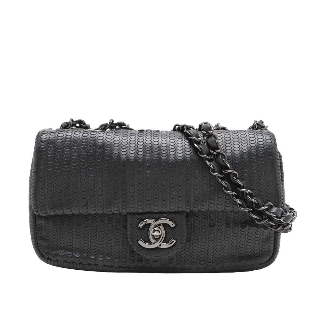 Chanel CC Lambskin Laser Cut Single Flap