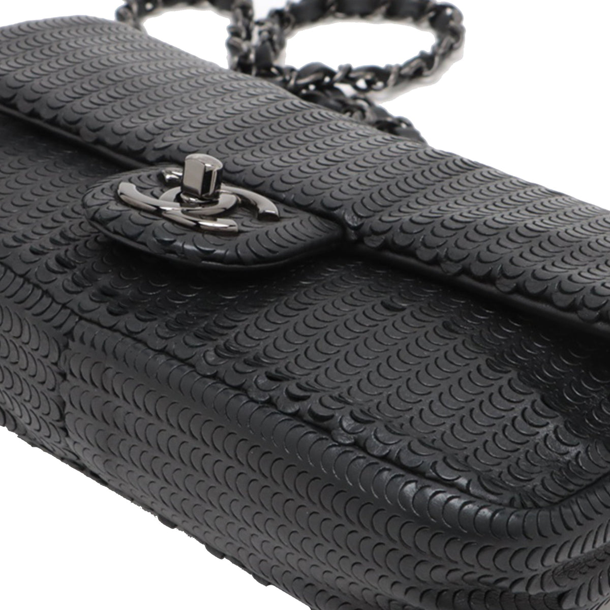 Chanel CC Lambskin Laser Cut Single Flap