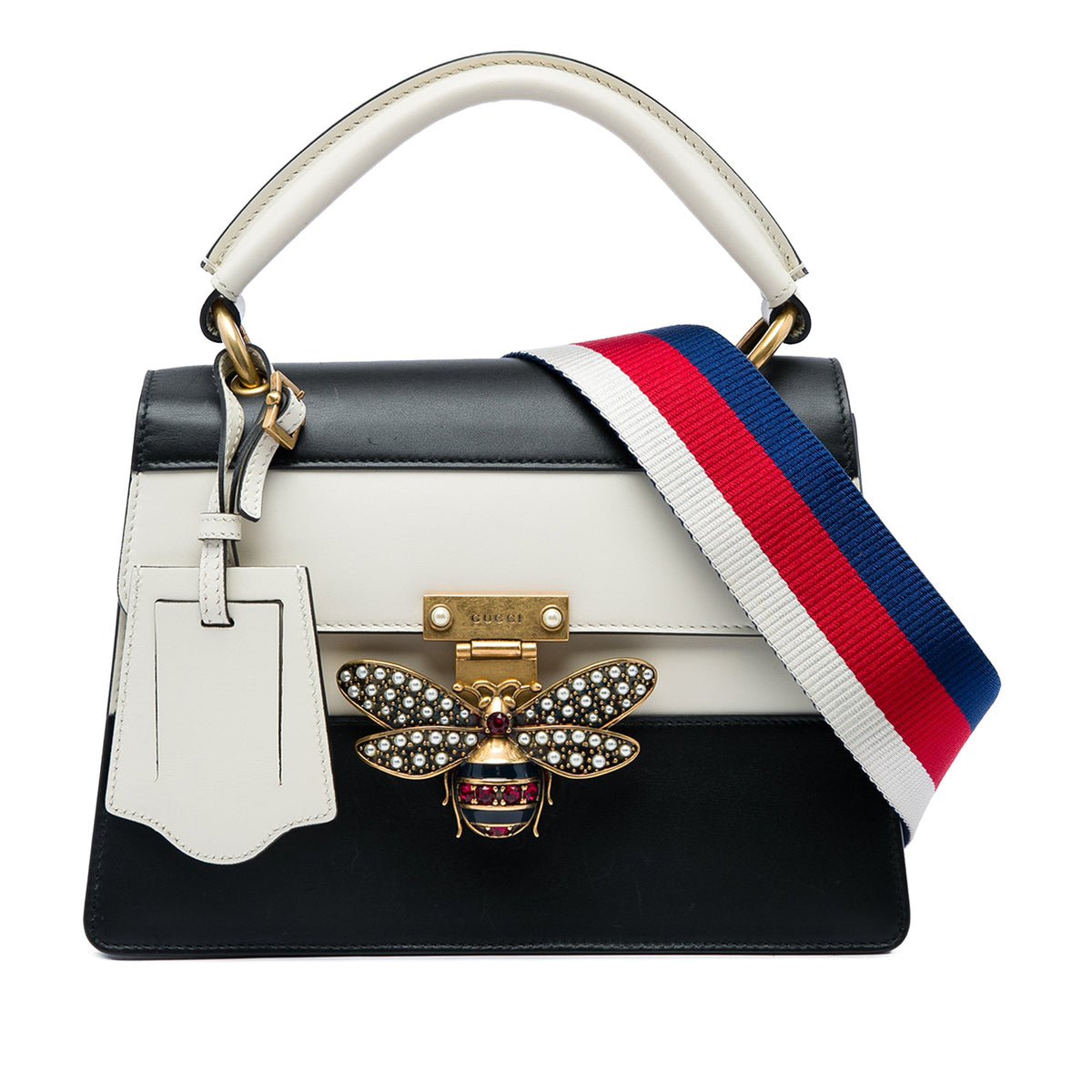 Gucci Small Bicolor Calfskin Queen Margaret Top Handle Bag — Black