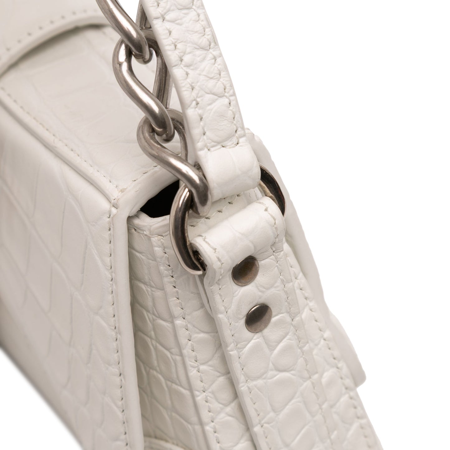 Balenciaga Small Croc Embossed Leather Lindsay Satchel