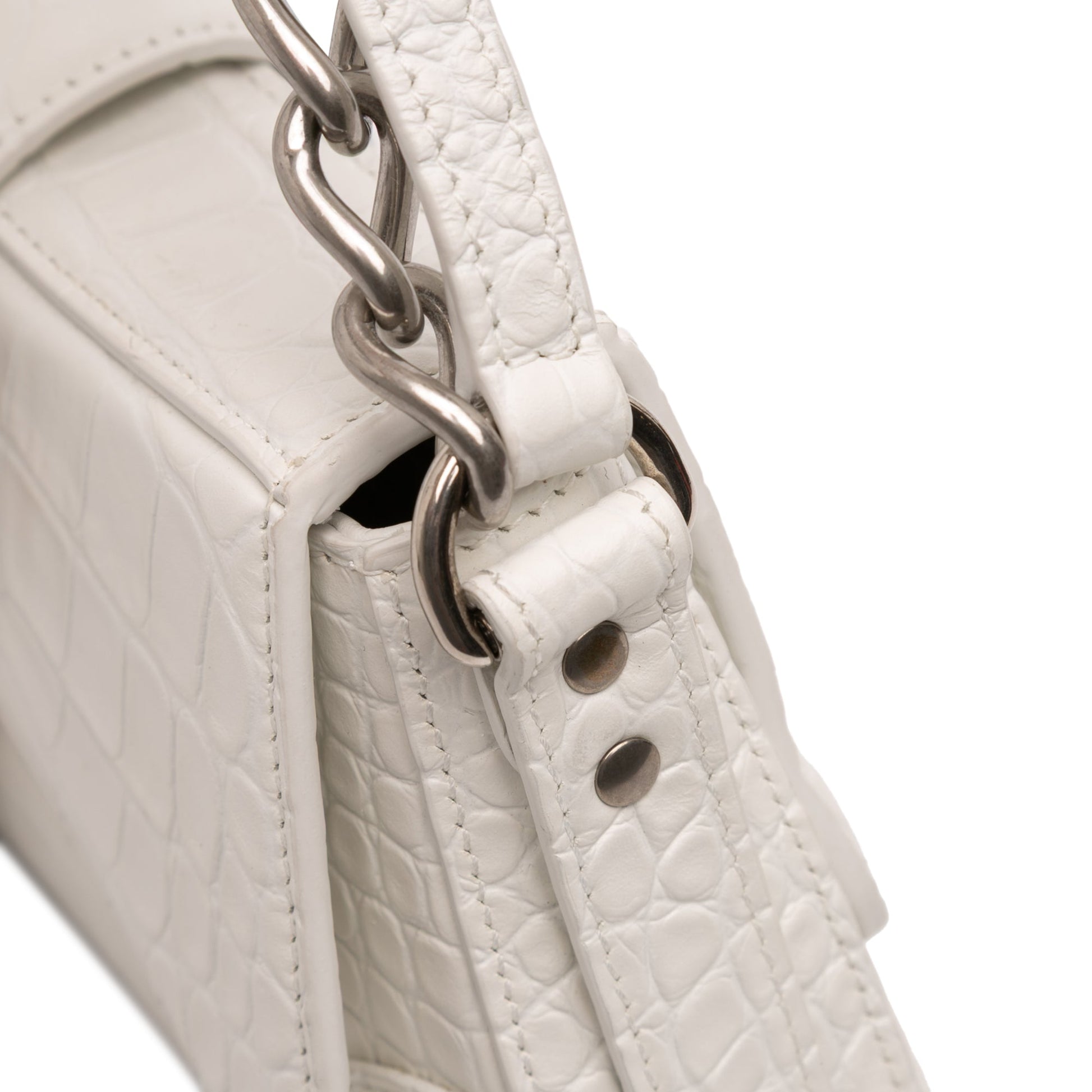 Balenciaga Small Croc Embossed Leather Lindsay Satchel