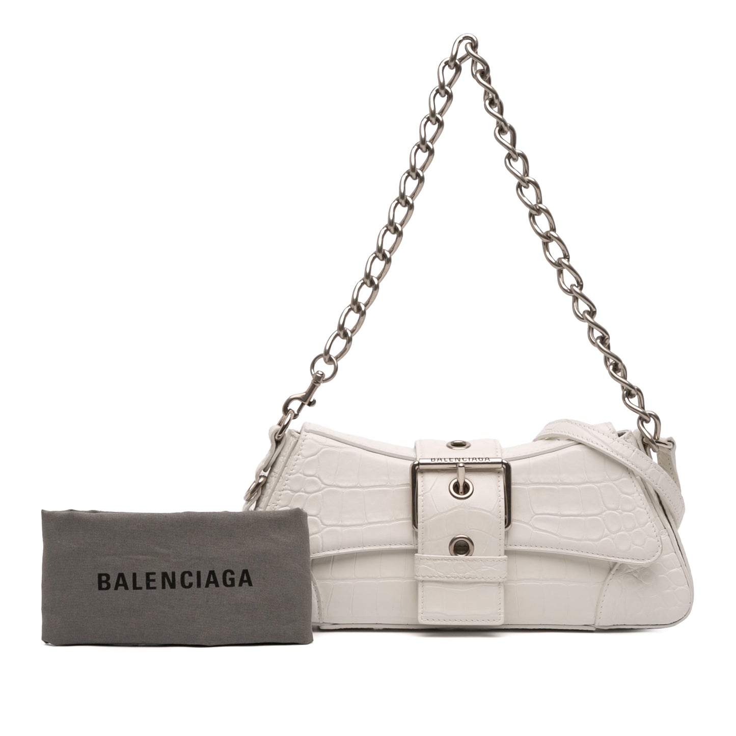 Balenciaga Small Croc Embossed Leather Lindsay Satchel