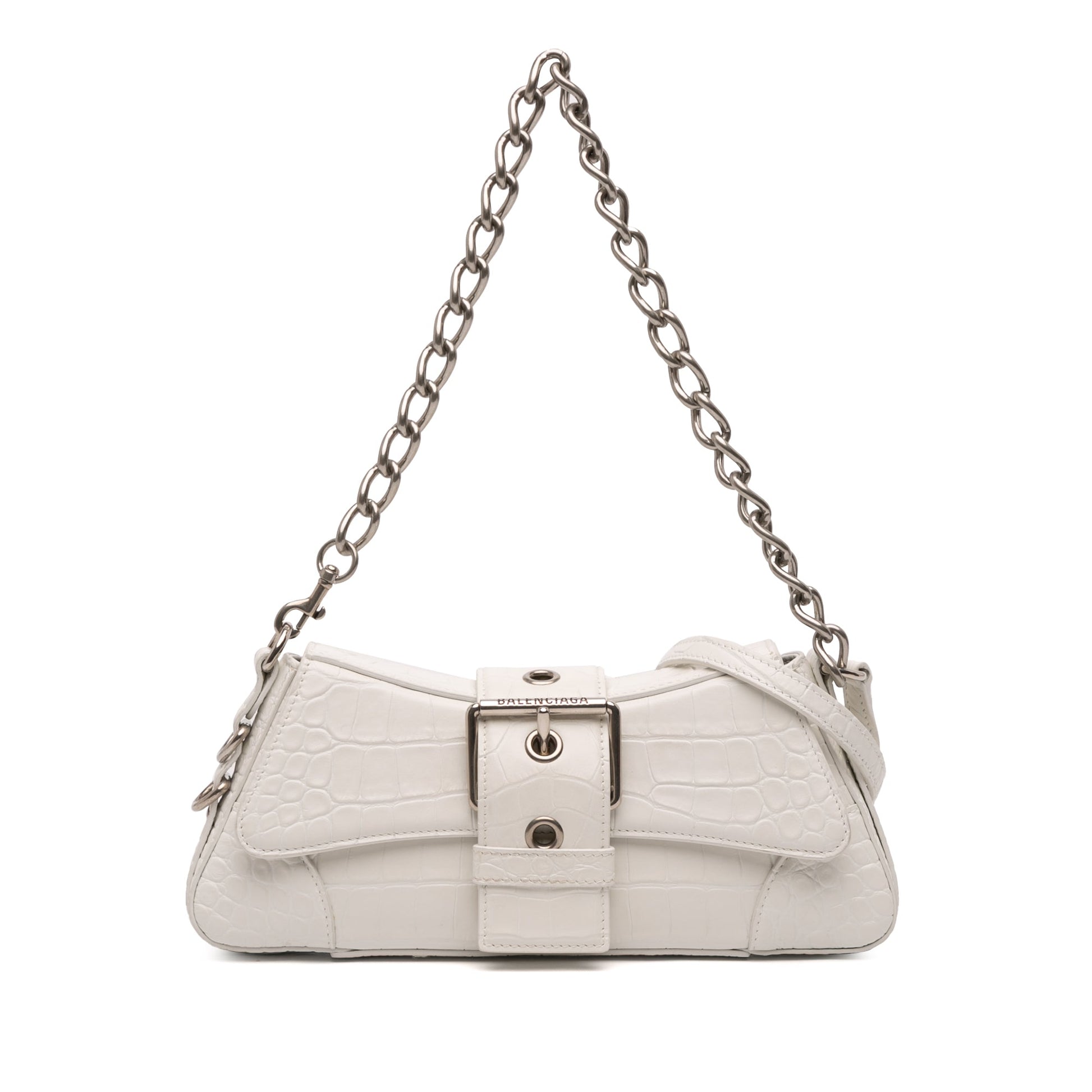 Balenciaga Small Croc Embossed Leather Lindsay Satchel