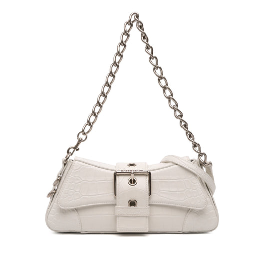 Balenciaga Small Croc Embossed Leather Lindsay Satchel