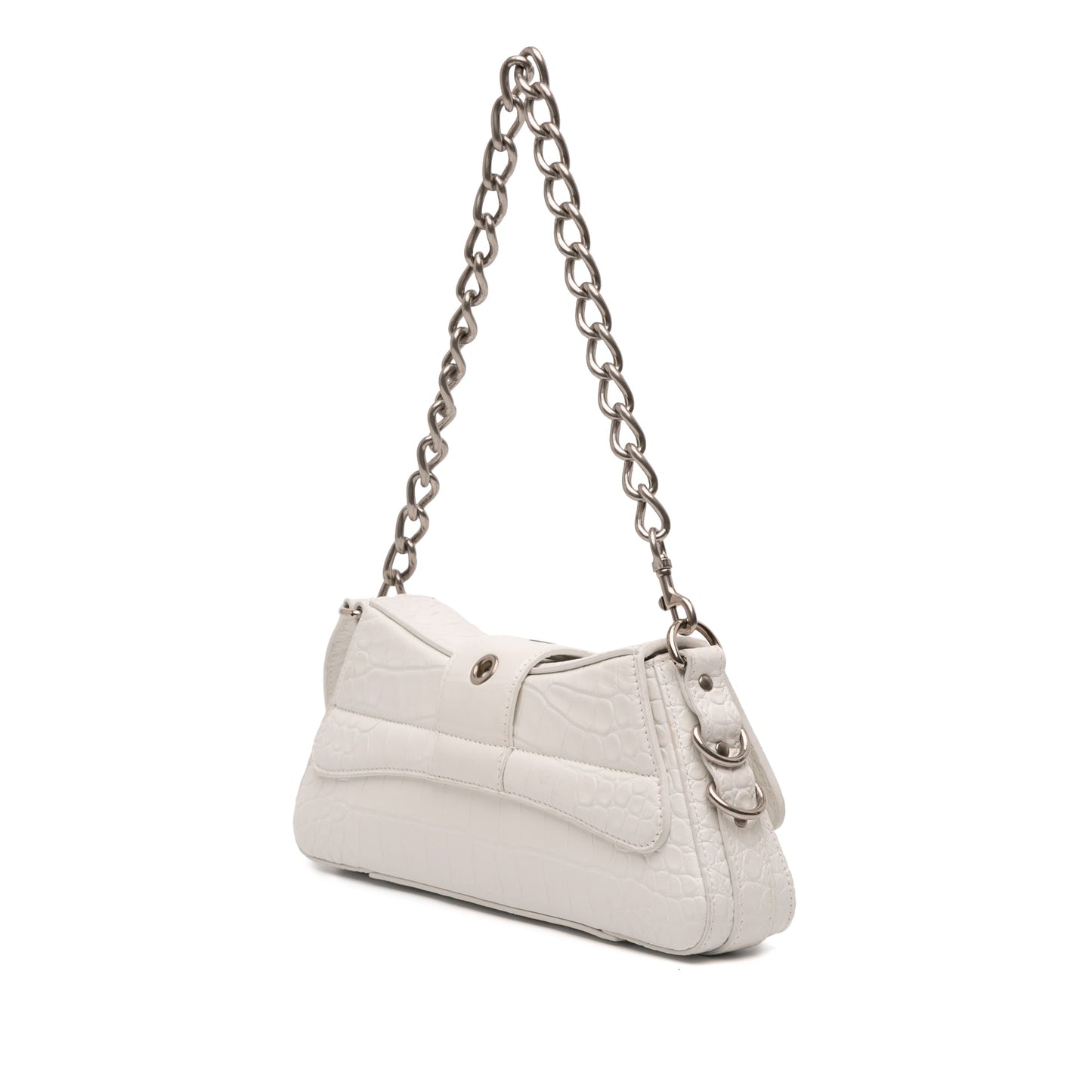 Balenciaga Small Croc Embossed Leather Lindsay Satchel