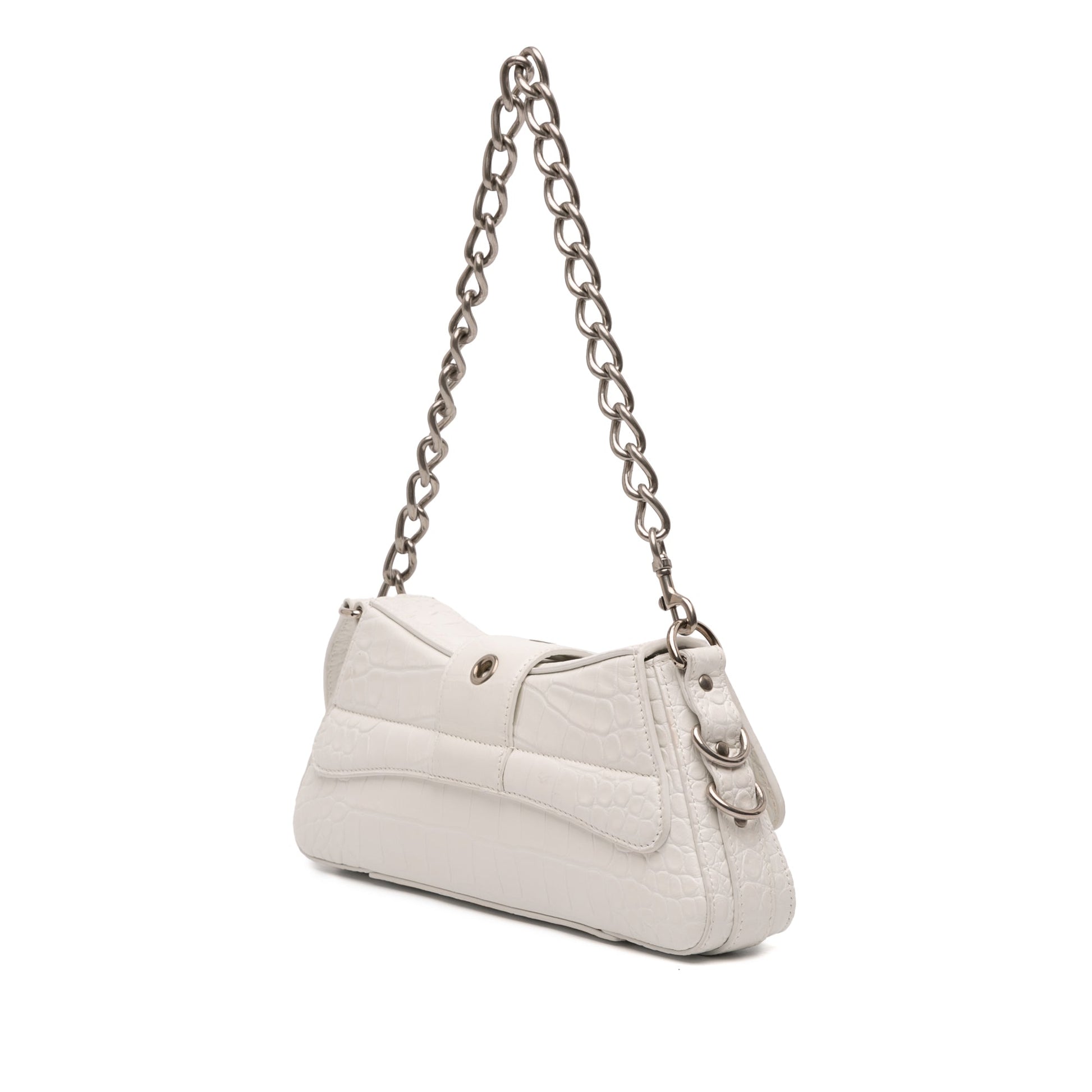 Balenciaga Small Croc Embossed Leather Lindsay Satchel