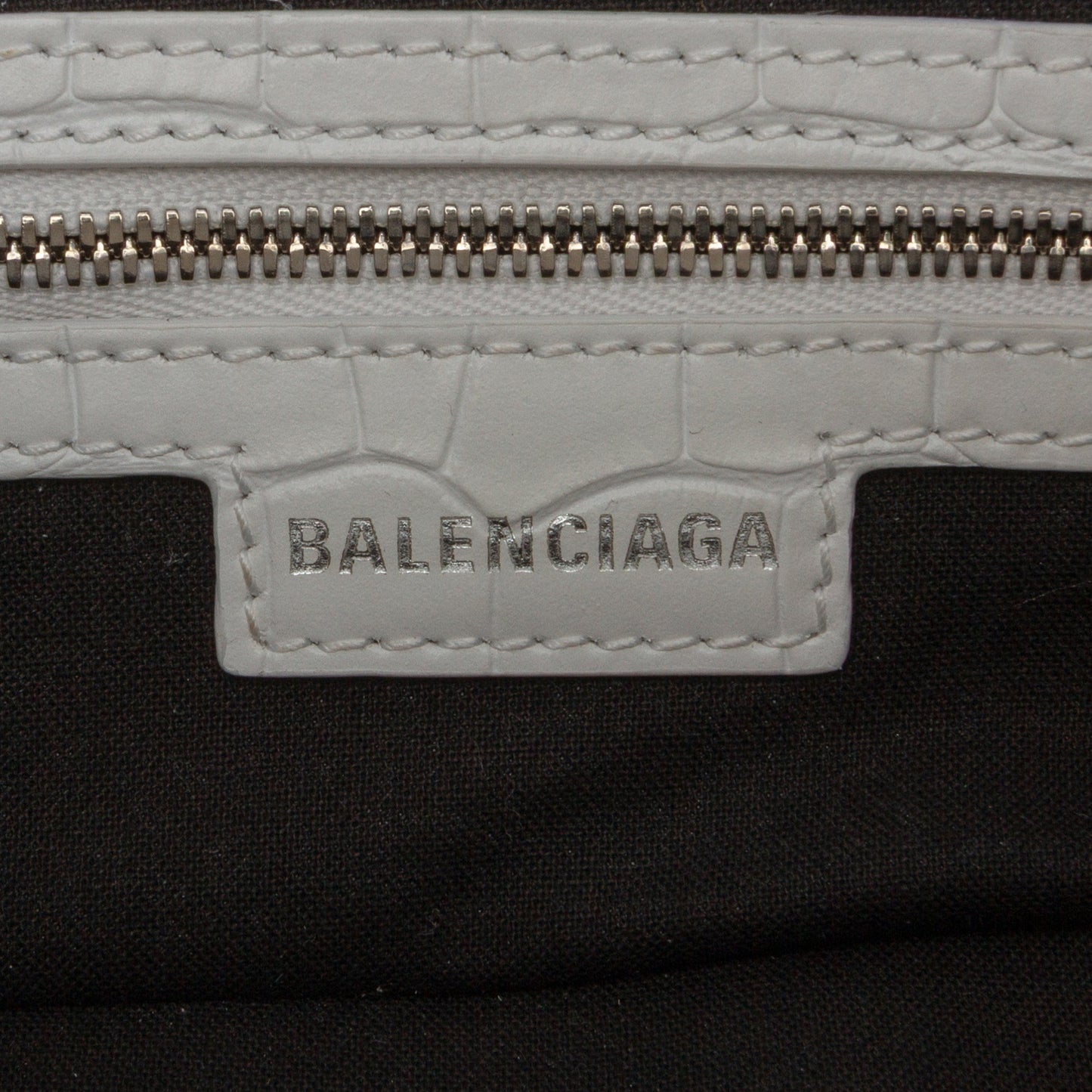 Balenciaga Small Croc Embossed Leather Lindsay Satchel