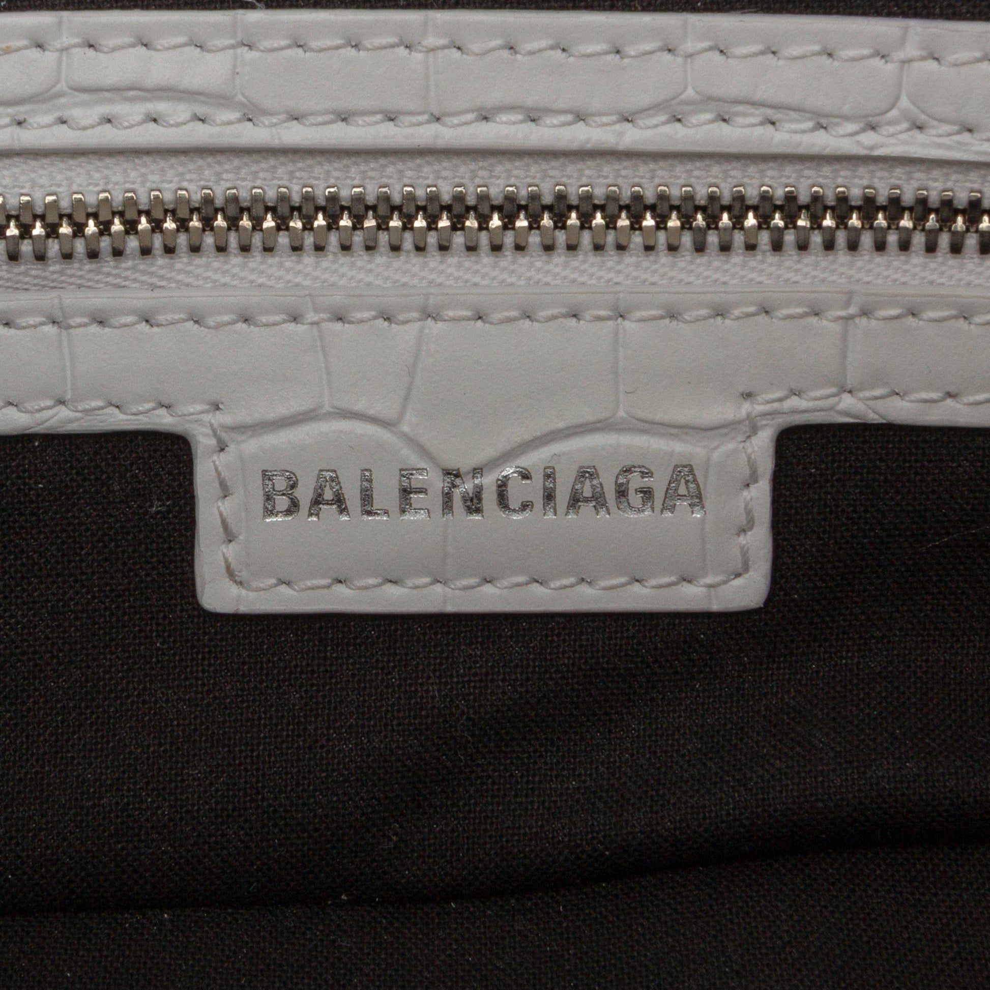 Balenciaga Small Croc Embossed Leather Lindsay Satchel