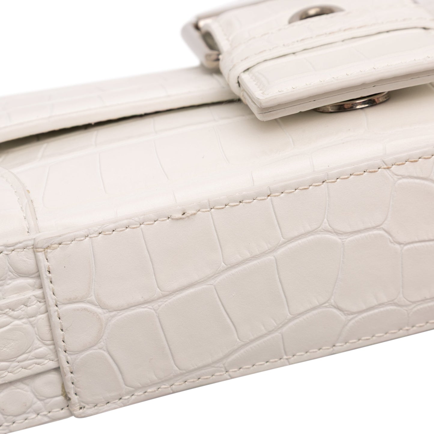 Balenciaga Small Croc Embossed Leather Lindsay Satchel