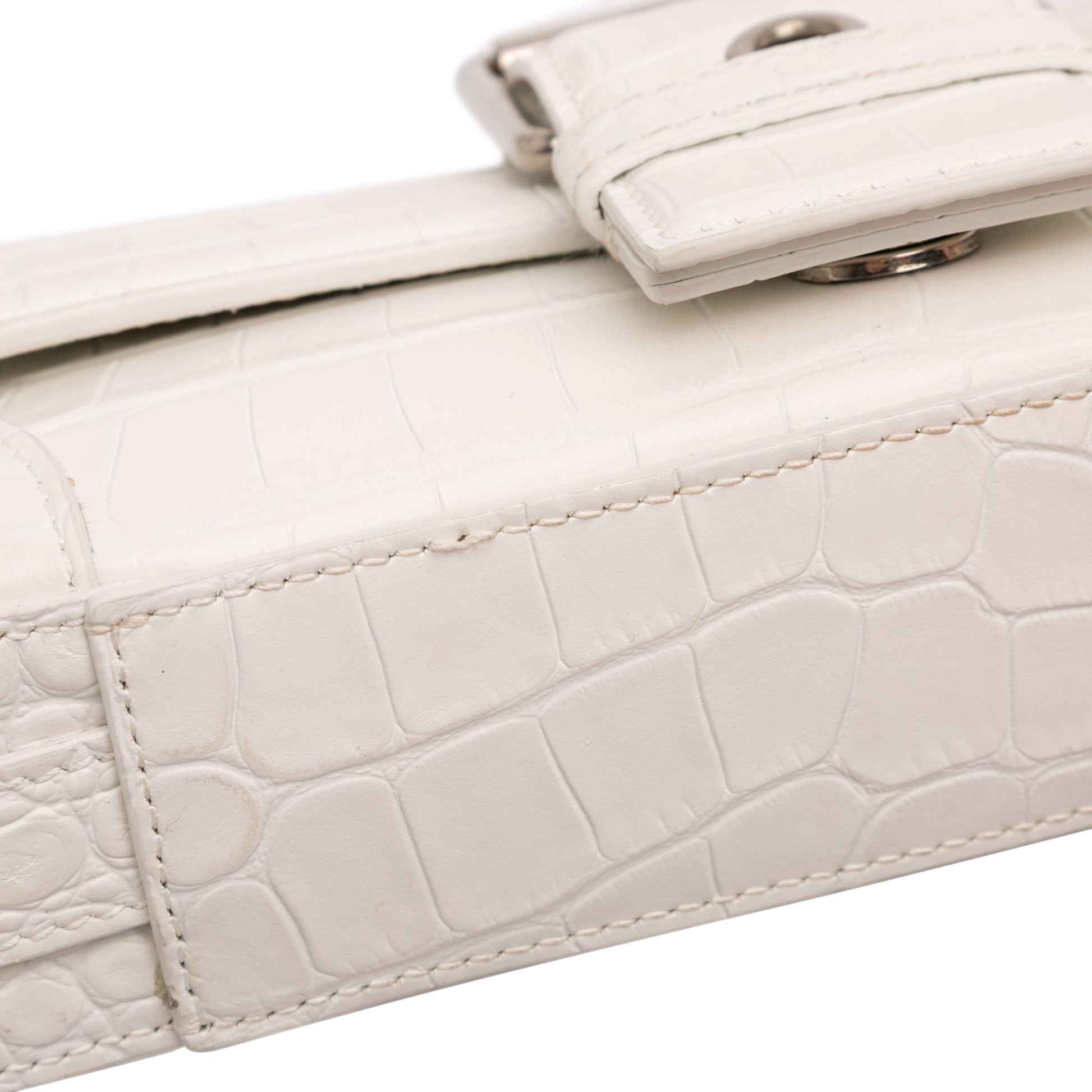 Balenciaga Small Croc Embossed Leather Lindsay Satchel