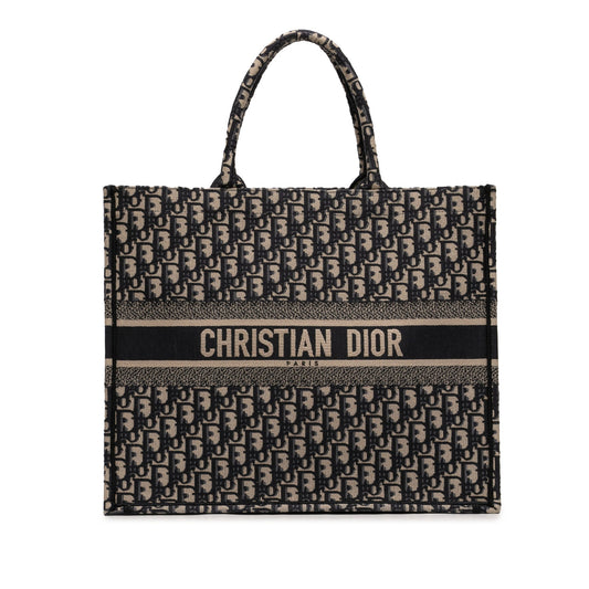 Dior Large Oblique Embroidered Canvas Book Tote