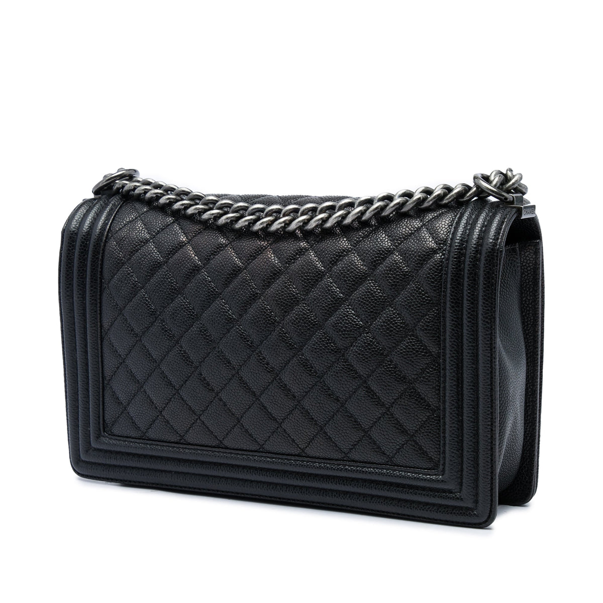 Chanel Large Quilted Caviar Boy Flap — Black
