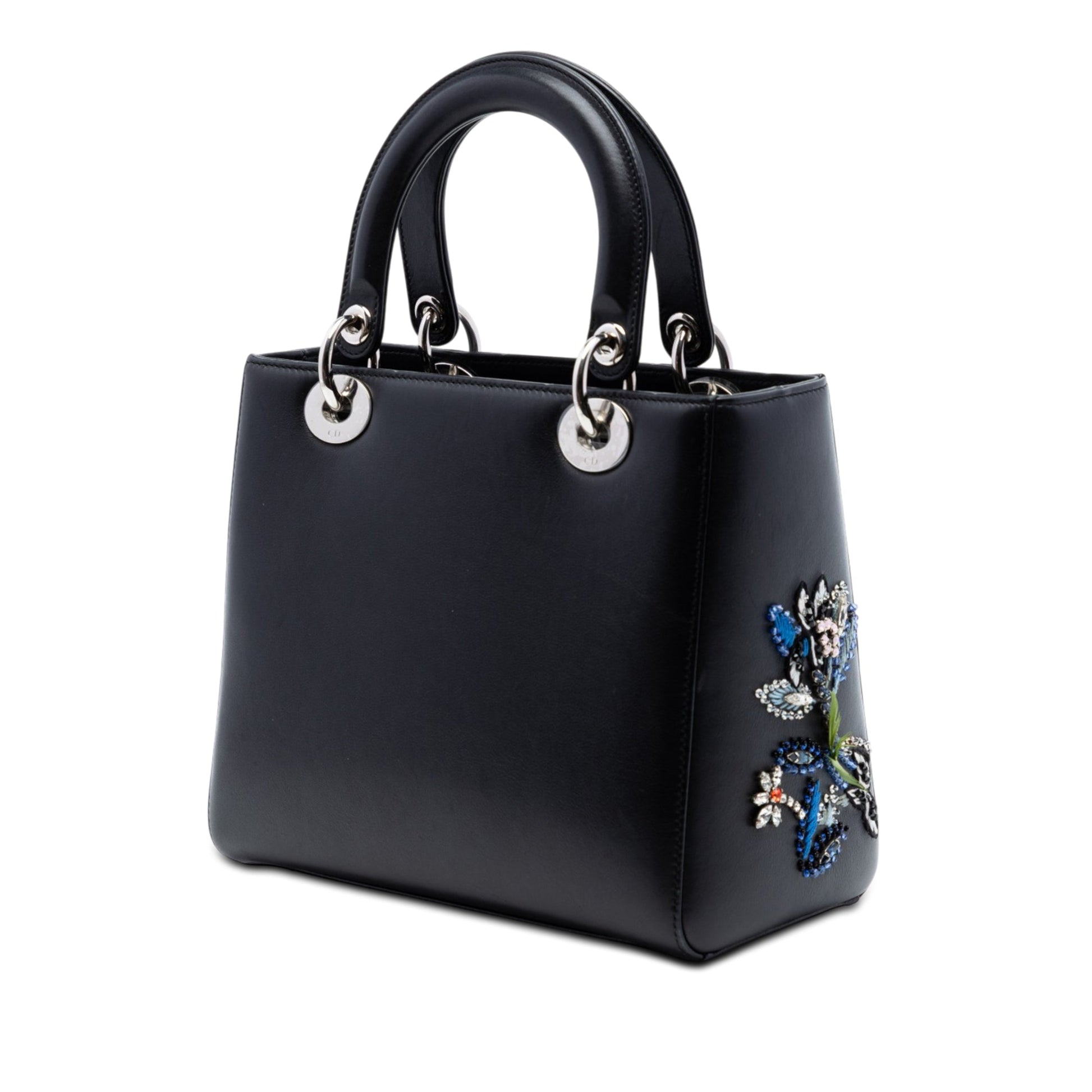 Dior Limited Edition Medium Smooth Calfskin Embroidered Beaded Floral Lady Dior